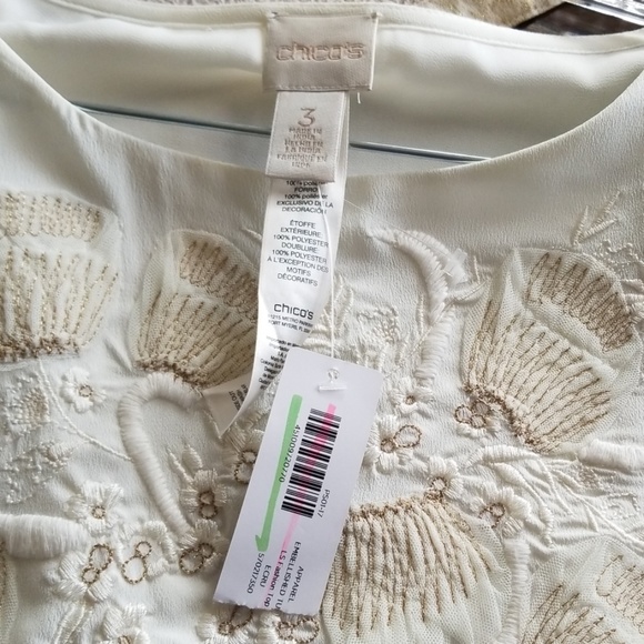 Chico's embellisted sheer- sleeves tunic size 3/XL - Picture 5 of 8